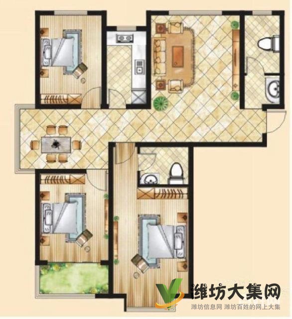 奧體八九近渤景灣大三室兩廳，毛坯新房117平婚房急