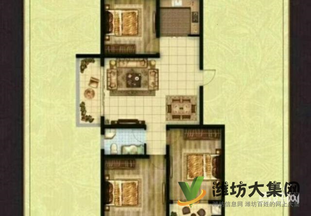 濰縣中路恒信悅府，12樓東山豪華 裝修 ，全明大三