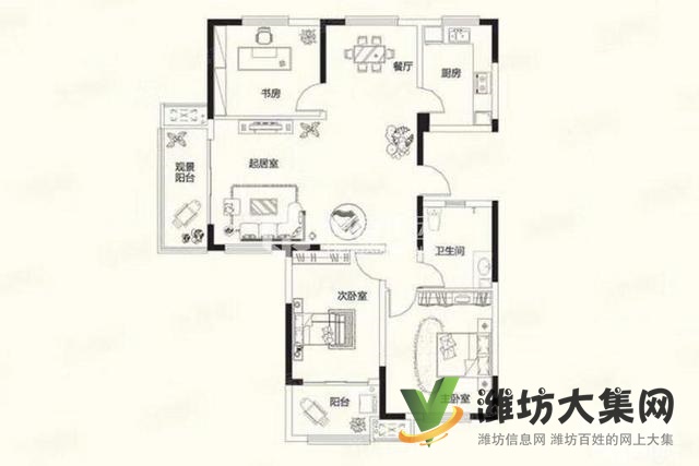 特價(jià)房！首付僅需10萬 濰城區(qū)政府旁電梯洋房134